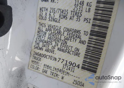 2018 Nissan Frontier S from USA, damaged, VIN 1N6BD0CT0JN771904